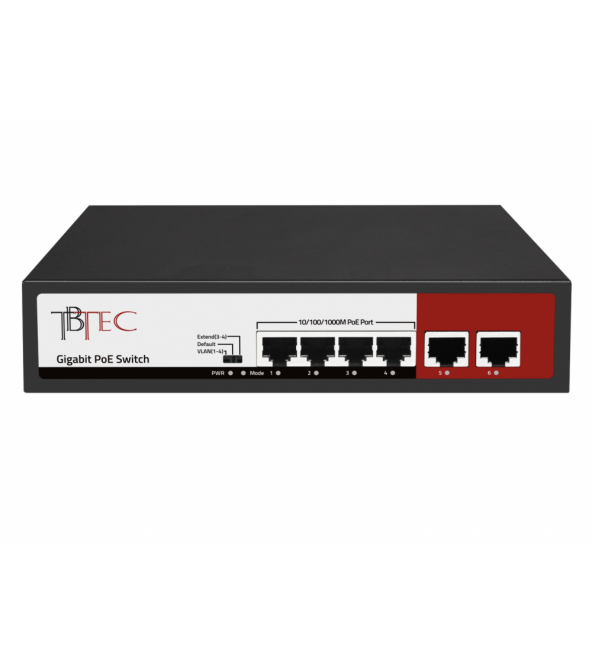 TBP-4304GP Tbtec гигабитный 4-х канальный PoE коммутатор